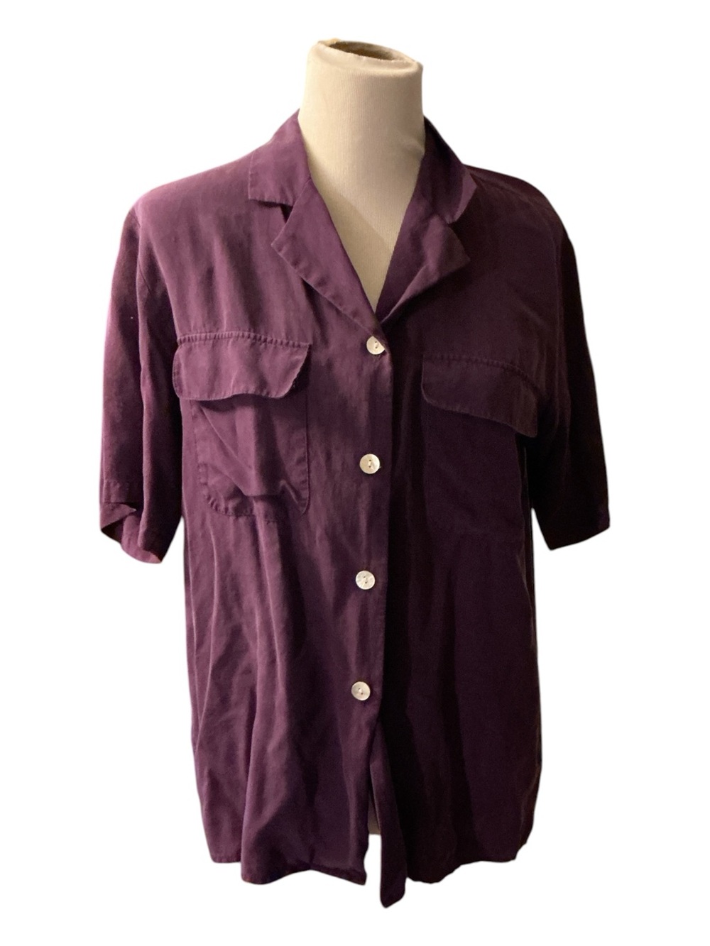 Men's Short Sleeve Button-Up Shirt in Deep Plum